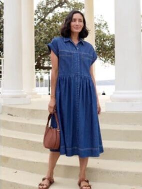 MAYE Harper denim dress in mid blue, 2XL